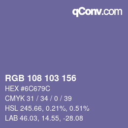カラーコード: RGB 108 103 156 | qconv.com
