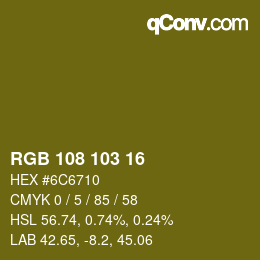 Color code: RGB 108 103 16 | qconv.com