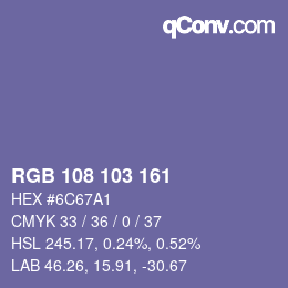 Color code: RGB 108 103 161 | qconv.com