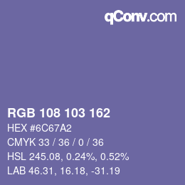 カラーコード: RGB 108 103 162 | qconv.com