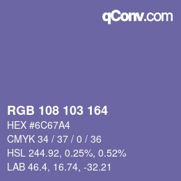 Color code: RGB 108 103 164 | qconv.com