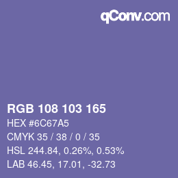 Color code: RGB 108 103 165 | qconv.com