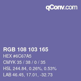 Color code: RGB 108 103 165 | qconv.com