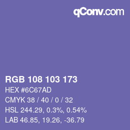 Color code: RGB 108 103 173 | qconv.com