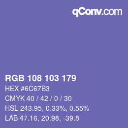 Color code: RGB 108 103 179 | qconv.com