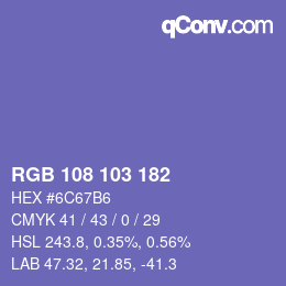Color code: RGB 108 103 182 | qconv.com