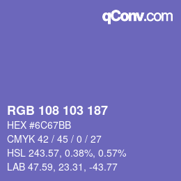 Farbcode: RGB 108 103 187 | qconv.com