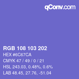 Color code: RGB 108 103 202 | qconv.com