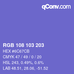 Color code: RGB 108 103 203 | qconv.com