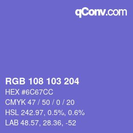 Color code: RGB 108 103 204 | qconv.com