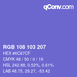 カラーコード: RGB 108 103 207 | qconv.com