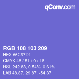 Color code: RGB 108 103 209 | qconv.com