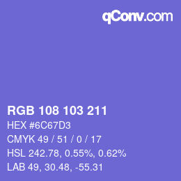 Color code: RGB 108 103 211 | qconv.com