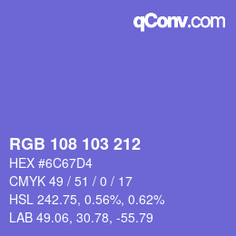 Color code: RGB 108 103 212 | qconv.com