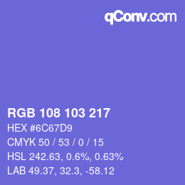 Color code: RGB 108 103 217 | qconv.com