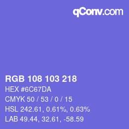 カラーコード: RGB 108 103 218 | qconv.com
