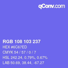Color code: RGB 108 103 237 | qconv.com