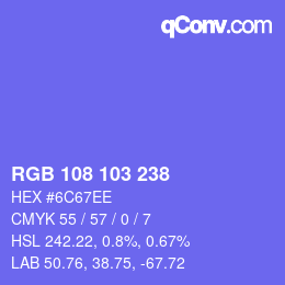 カラーコード: RGB 108 103 238 | qconv.com