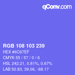 Color code: RGB 108 103 239 | qconv.com