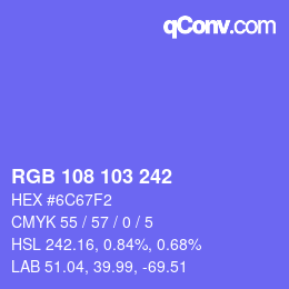 Color code: RGB 108 103 242 | qconv.com