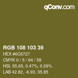 Color code: RGB 108 103 39 | qconv.com