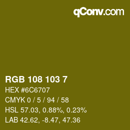 Farbcode: RGB 108 103 7 | qconv.com