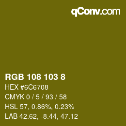 Code couleur: RGB 108 103 8 | qconv.com