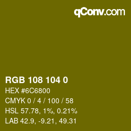 Color code: RGB 108 104 0 | qconv.com