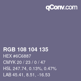 Color code: RGB 108 104 135 | qconv.com