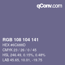 Farbcode: RGB 108 104 141 | qconv.com