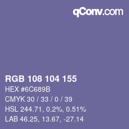 Farbcode: RGB 108 104 155 | qconv.com