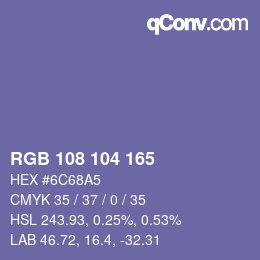 Color code: RGB 108 104 165 | qconv.com