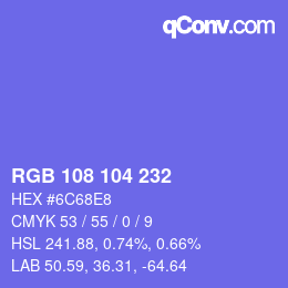 Color code: RGB 108 104 232 | qconv.com