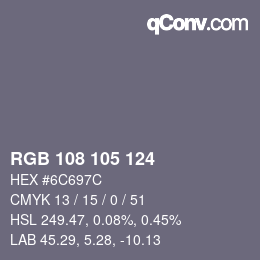 Color code: RGB 108 105 124 | qconv.com