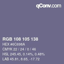 Color code: RGB 108 105 138 | qconv.com
