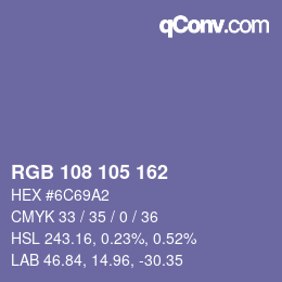 Color code: RGB 108 105 162 | qconv.com