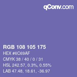 Color code: RGB 108 105 175 | qconv.com
