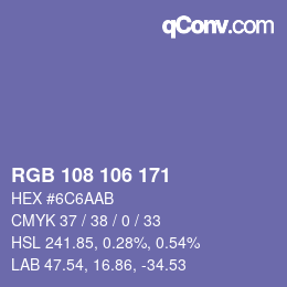 Color code: RGB 108 106 171 | qconv.com