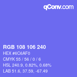 Color code: RGB 108 106 240 | qconv.com