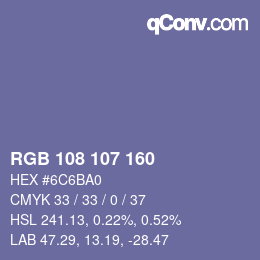 Color code: RGB 108 107 160 | qconv.com