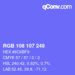 Color code: RGB 108 107 249 | qconv.com