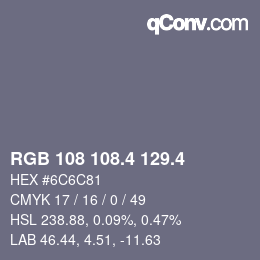 カラーコード: RGB 108 108.4 129.4 | qconv.com