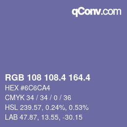 カラーコード: RGB 108 108.4 164.4 | qconv.com