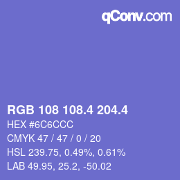 カラーコード: RGB 108 108.4 204.4 | qconv.com
