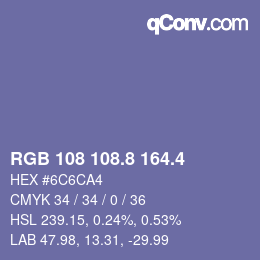 カラーコード: RGB 108 108.8 164.4 | qconv.com