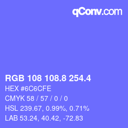 カラーコード: RGB 108 108.8 254.4 | qconv.com
