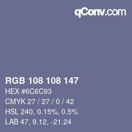 カラーコード: RGB 108 108 147 | qconv.com