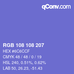 Color code: RGB 108 108 207 | qconv.com