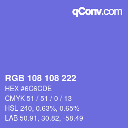 Color code: RGB 108 108 222 | qconv.com