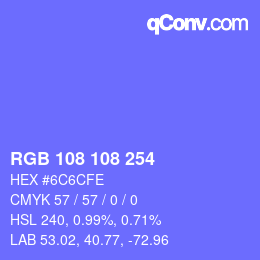 Color code: RGB 108 108 254 | qconv.com